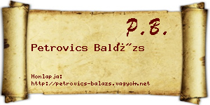 Petrovics Balázs névjegykártya