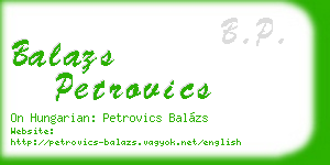 balazs petrovics business card